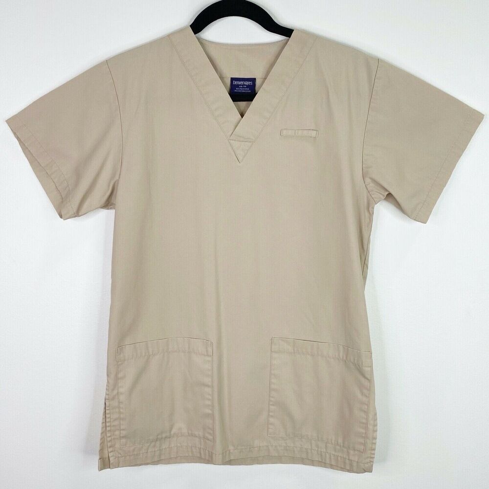 Denver Hayes Solid Khaki Scrub Top Shirt Size XS